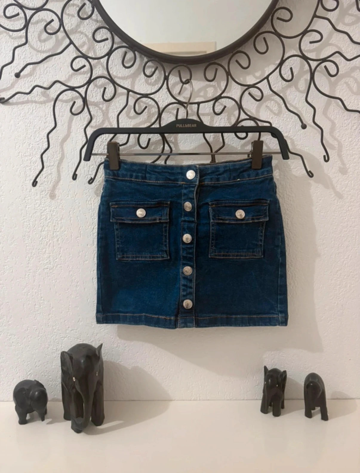 Falda de mezclilla abotonada azul de Denim Co talla 6-7 años con bolsillos y cintura ajustable – photo 2
